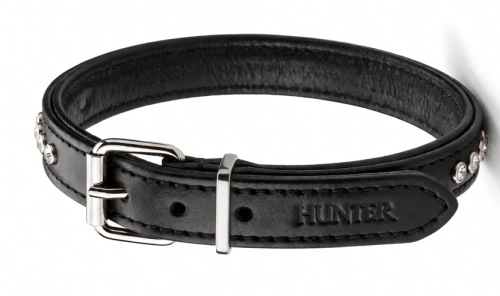 czarna obroża hunter smart z kryształkami (20 - 24cm) + etui na woreczki