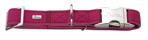 Obroża Hunter Softie Alu, ekologiczna skóra, nubuk, 45-65cm, malinowa