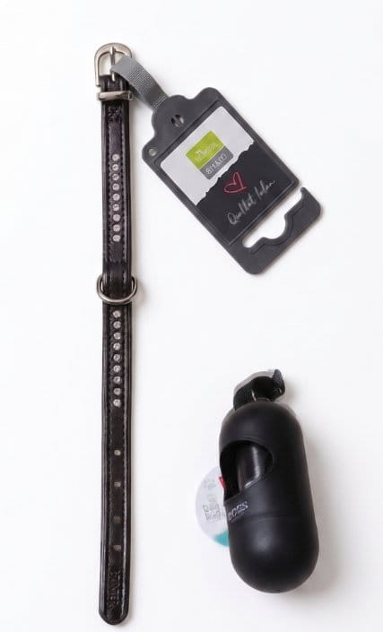 czarna obroża hunter smart z kryształkami (20 - 24cm) + etui na woreczki