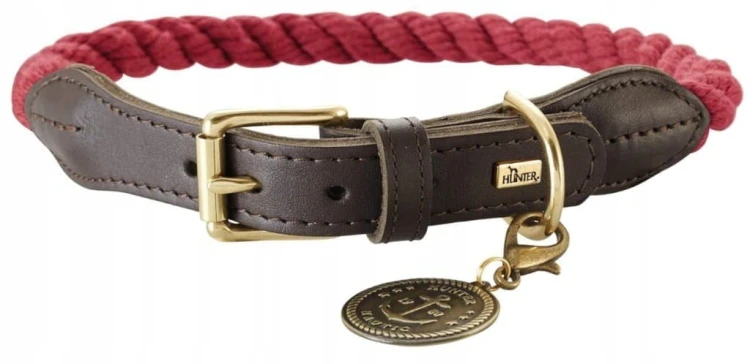 HUNTER LIST obroża dla psa, tau, skóra, wytrzymała,, 57 – 65 cm, bordowa
